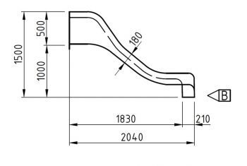 Skluzavka modrá, 250 cm, laminátová, k veřejným sestavám