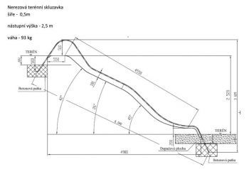 Terénní nerezová skluzavka 250 cm