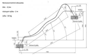 Terénní nerezová skluzavka 200 cm