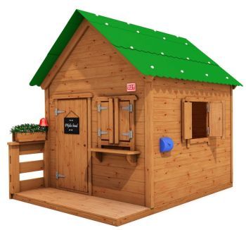 Dětský domeček Eliáš A - s okenicemi se zelenou střechou