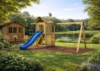 Dětské hřiště Home Malý pirát Sam s modrou skluzavkou
