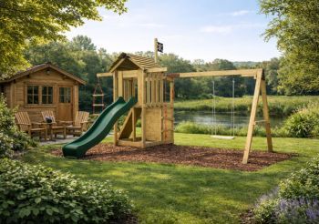 Dětské hřiště Home Malý pirát Sam se zelenou skluzavkou