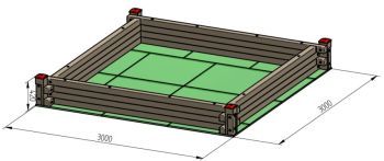 Hranolkoviště interiér 300x300 cm včetně základní sady hranolků - 1/2 m3