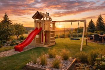 Dětské hřiště Home Velký pirát Jolly s červenou skluzavkou