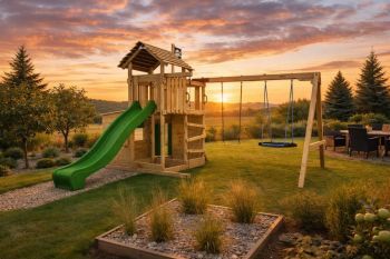 Dětské hřiště Home Velký pirát Jolly se zelenou skluzavkou