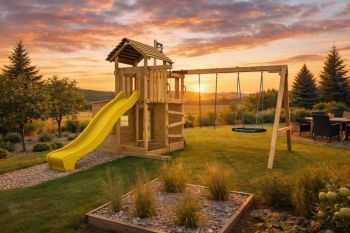 Dětské hřiště Home Velký pirát Jolly se žlutou skluzavkou