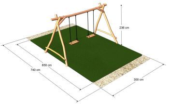 Houpačka Duoswing II z akátu s dětským sedákem