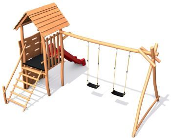 Sestava se skluzavkou z akátu VI - s houpačkami