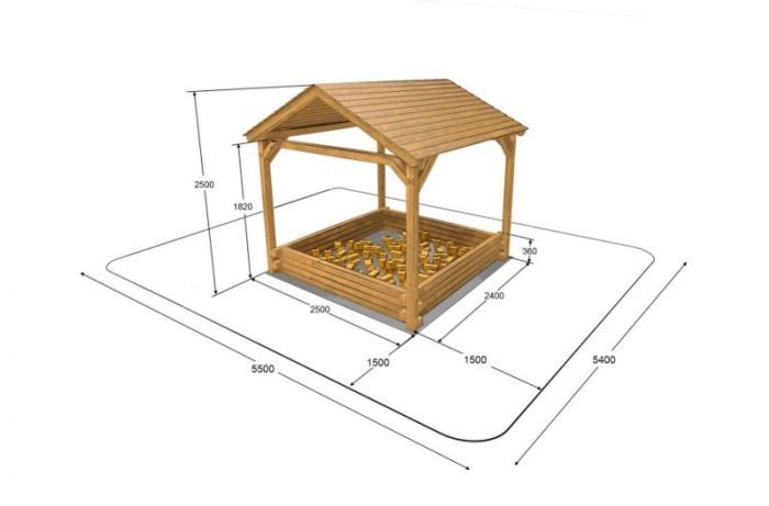 Hranolkoviště kryté - 240x250 cm včetně základní sady hranolků a podložky pod hranolkoviště