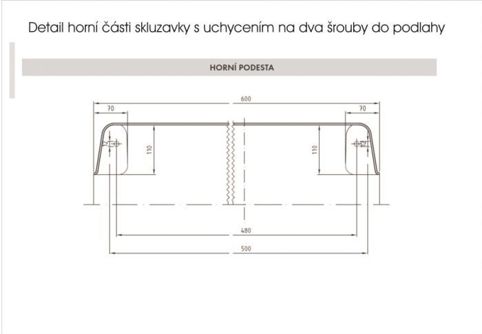 Skluzavka 520 cm zelená, laminátová, nástup 250 cm
