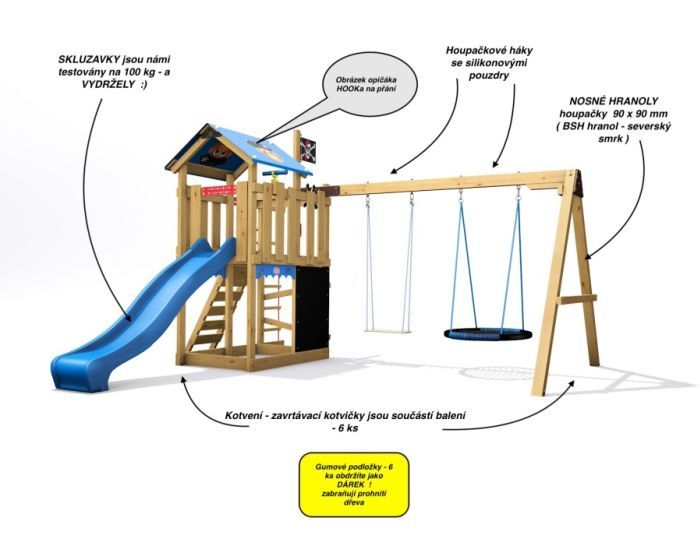 Dětské hřiště Home Malý pirát HOOK s modrou skluzavkou