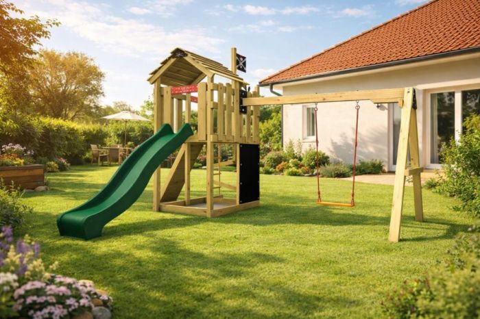 Dětské hřiště Home Malý pirát Mad se zelenou skluzavkou