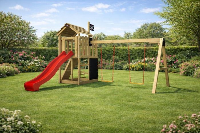 Dětské hřiště Home Malý pirát Red s červenou skluzavkou