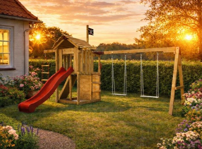 Dětské hřiště Home Malý pirát JIM s červenou skluzavkou