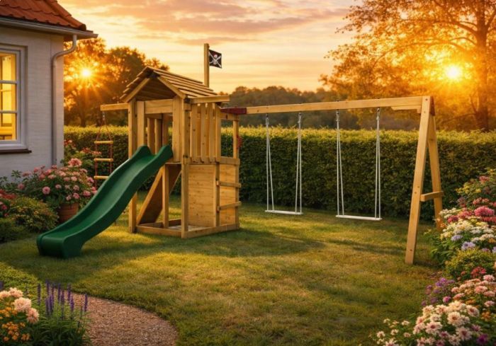 Dětské hřiště Home Malý pirát JIM se zelenou skluzavkou