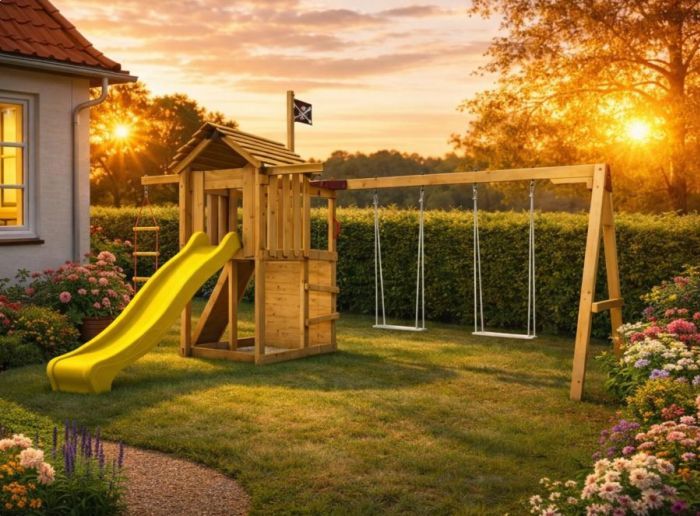 Dětské hřiště Home Malý pirát JIM se žlutou skluzavkou