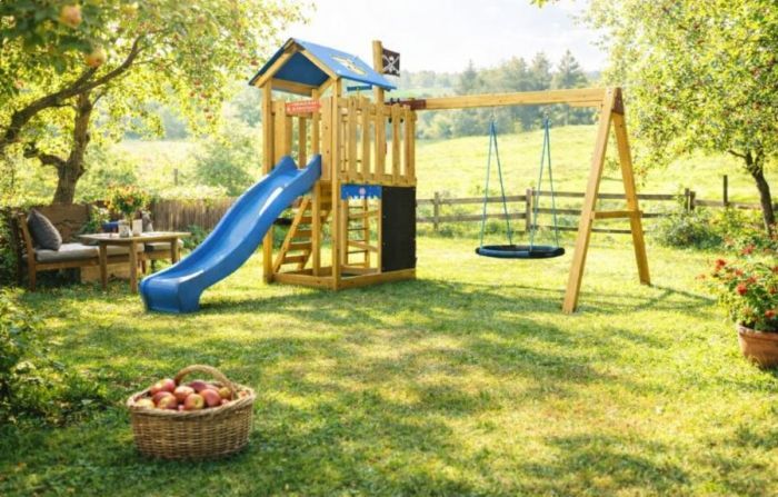 Dětské hřiště Home Malý pirát DOOK s modrou skluzavkou