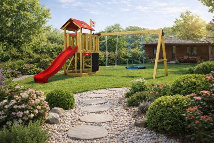 Dětské hřiště Home Malý pirát HOOK s červenou skluzavkou