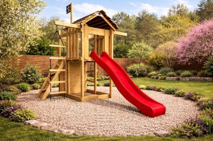 Dětské hřiště Home Malý pirát JOE s červenou skluzavkou