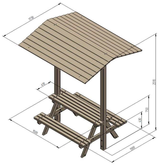 Piknikový stolek se stříškou