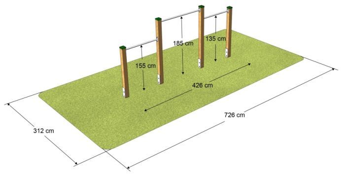 Workoutový prvek - Trojhrazda z akátu