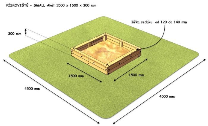 Pískoviště Small 150x150 cm z akátu