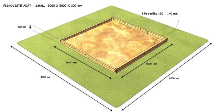Pískoviště Small 500x500 cm z akátu